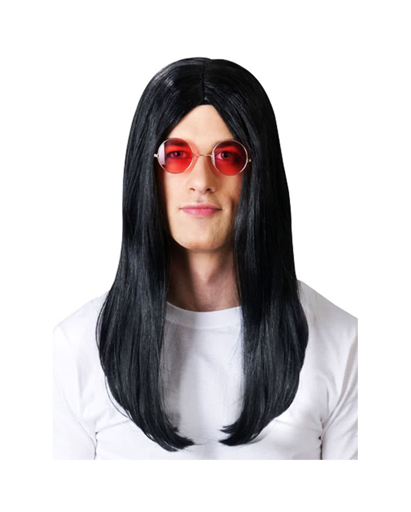 Hippie Perücke schwarz für Mottopartys