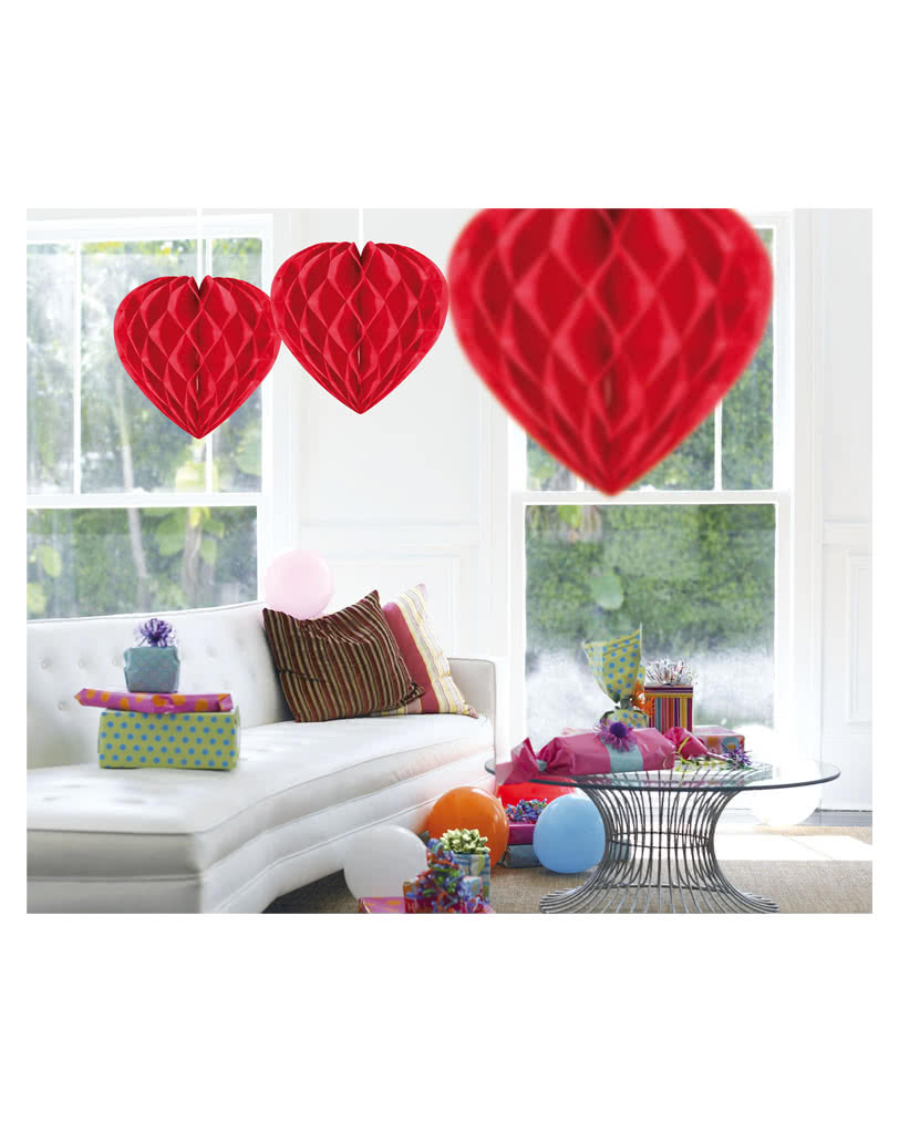 Honigwaben Herz rot 30 cm Hochzeitsdeko