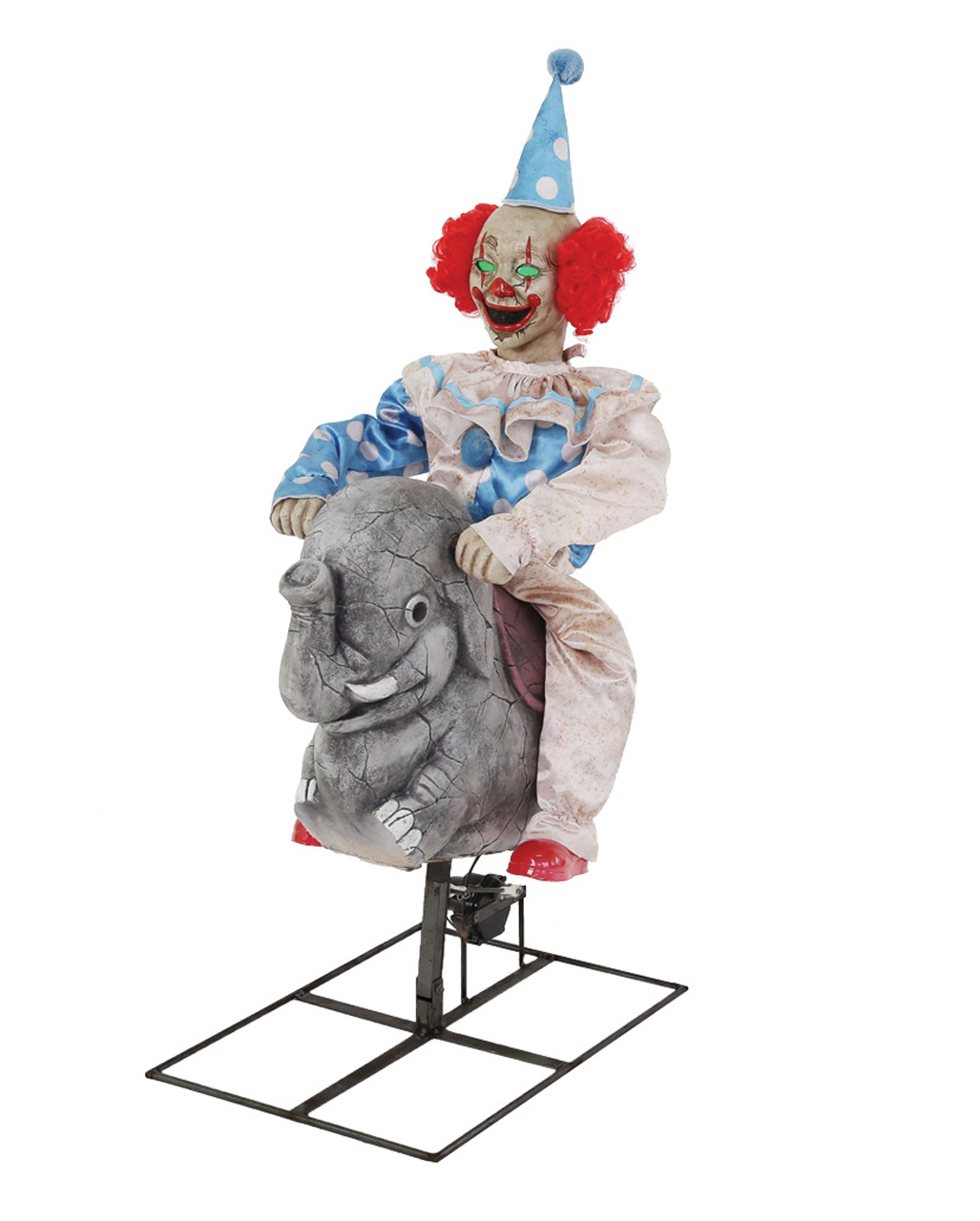 Horrorclown auf Schaukelpferd Animatronic bei