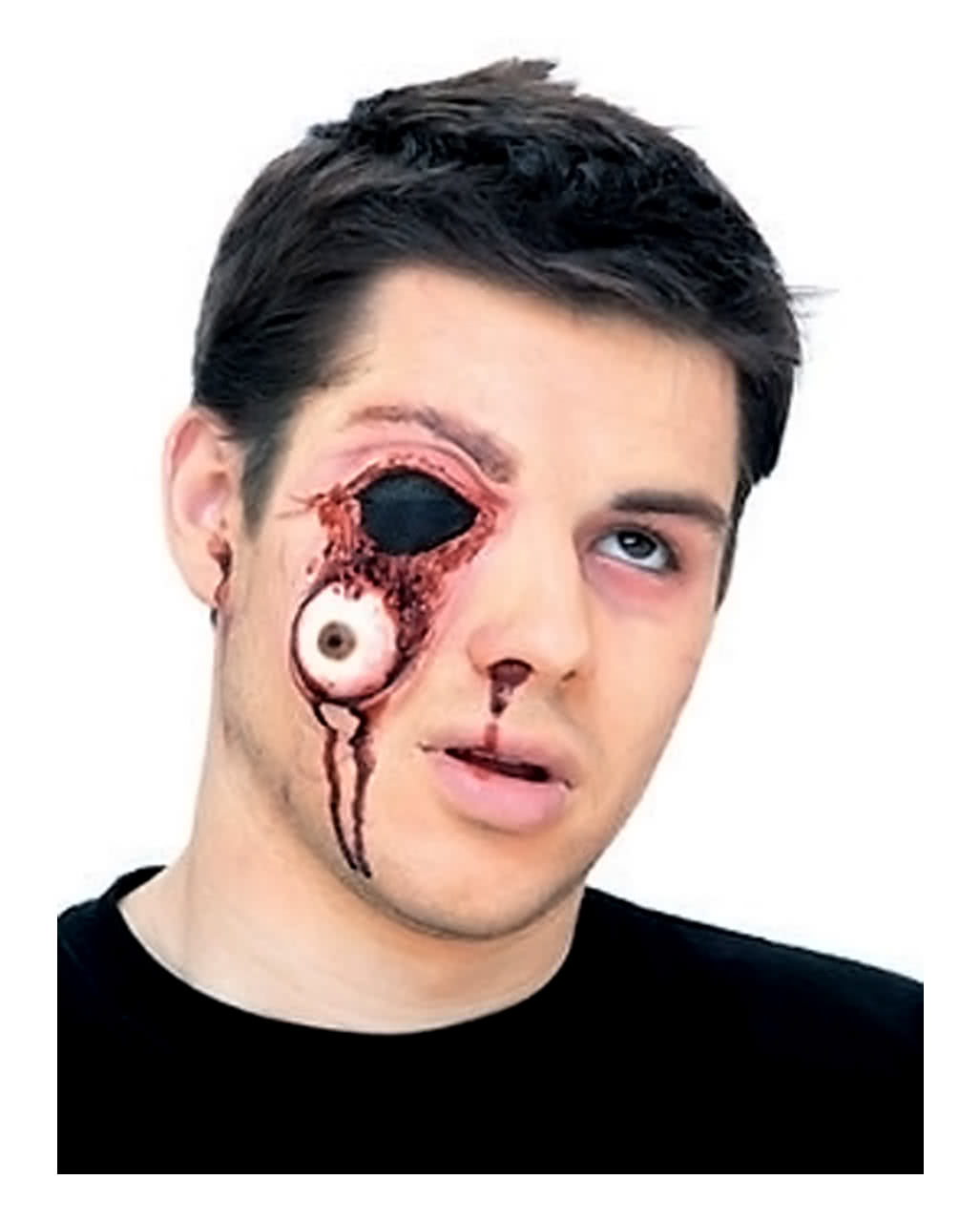 Hängendes Auge Wunde Horror Spezial Make Up als Latex Applikation