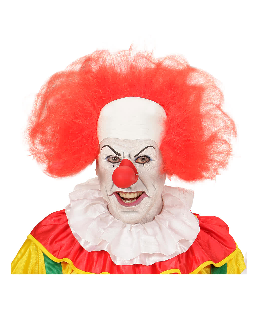 Clown Glatze mit rotem Haarkranz Horrorclown Perücke