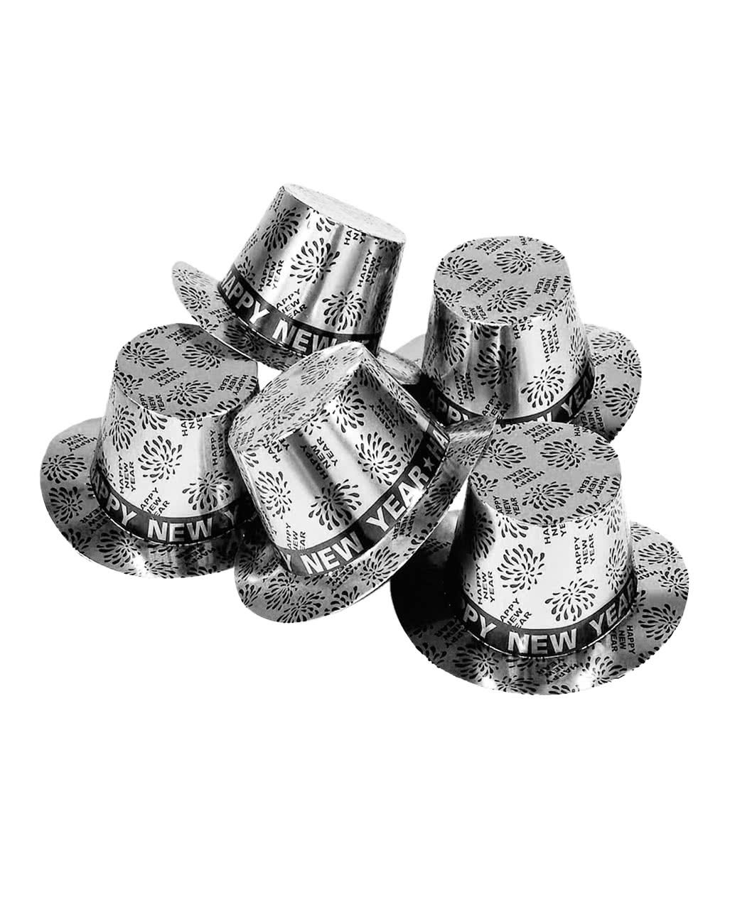 Happy New Year Zylinder silbern für Silvester
