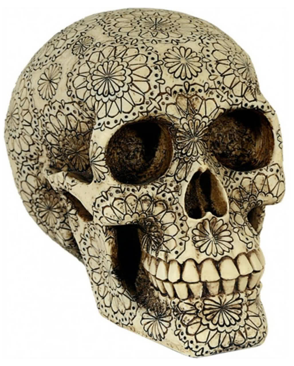 Totenkopf Flowerpower Totenschädel mit Blumenmotiv