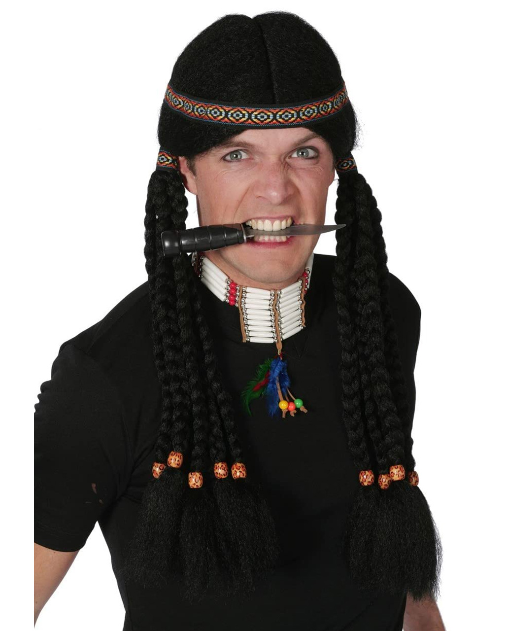 Indianer Perücke mit Zöpfen für Fasching & Karneval