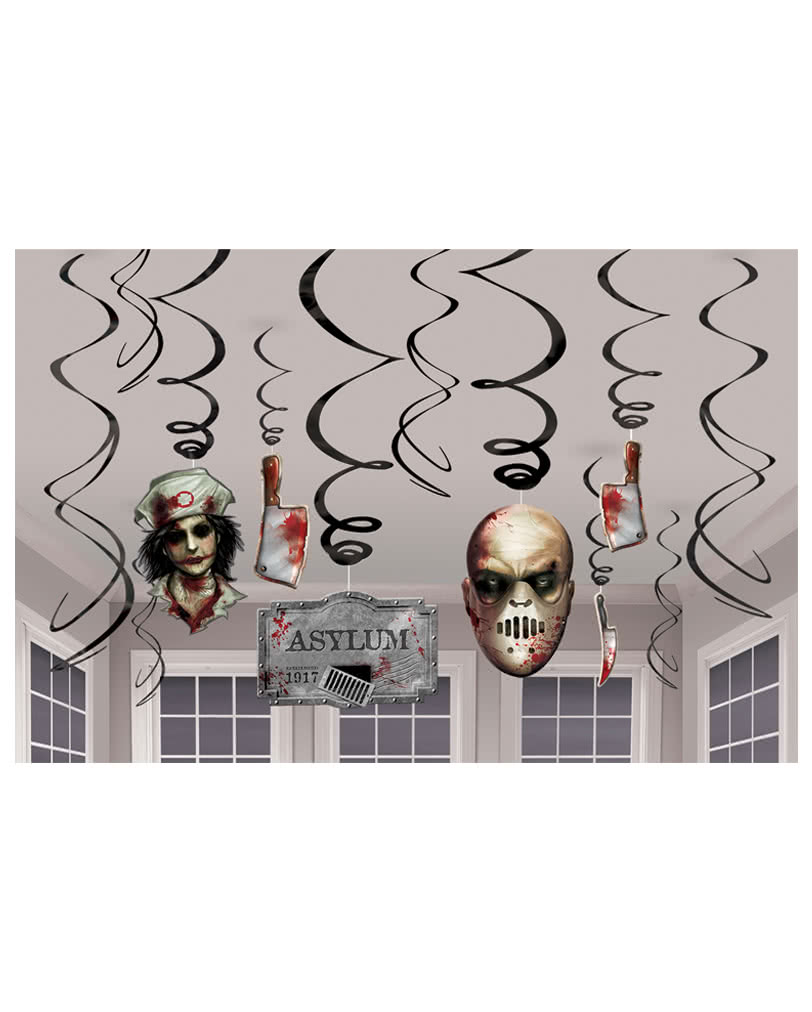 Irrenanstalt Hängedeko 12-teilig Asylum Halloween Dekoration