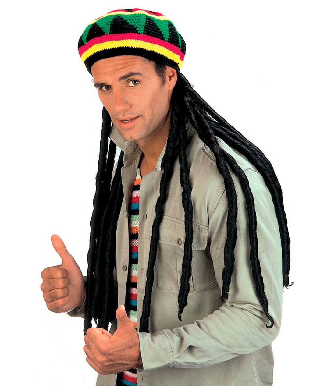 Jamaika Mütze mit Rasta Zöpfen Reggae Mütze