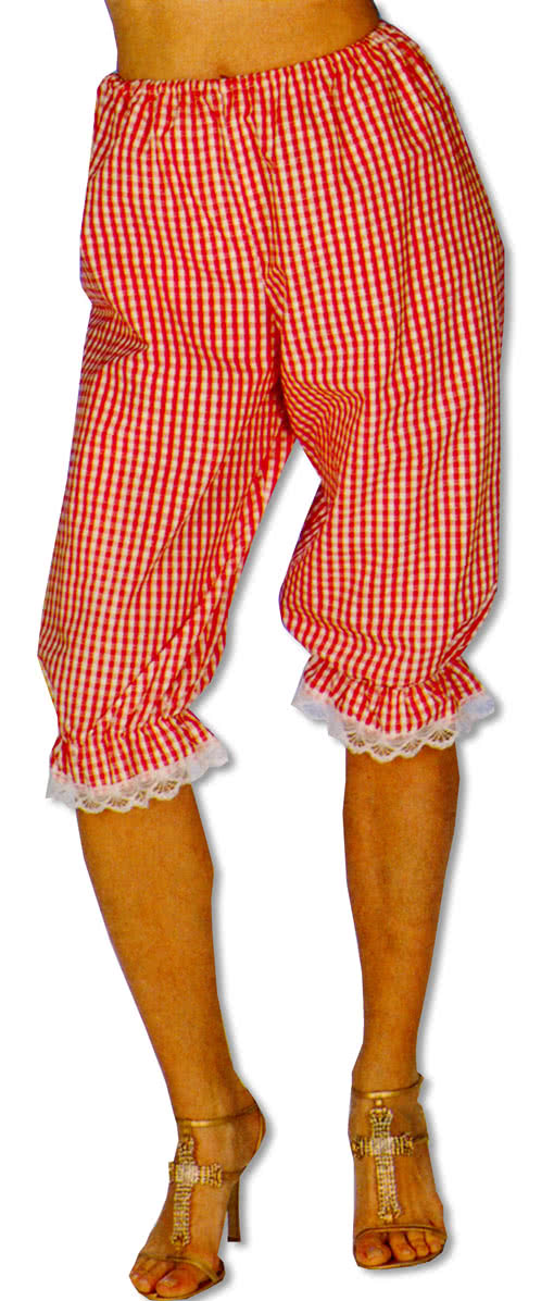 Karierte Pluderhose Rot/Weiss Pump Hosen Baumwoll Hosen Karohosen Dreiviertelhose L/XL 40-42