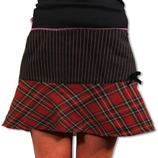 Karierter Minirock rot -Punk Rock-karierter Minirock XS / 32