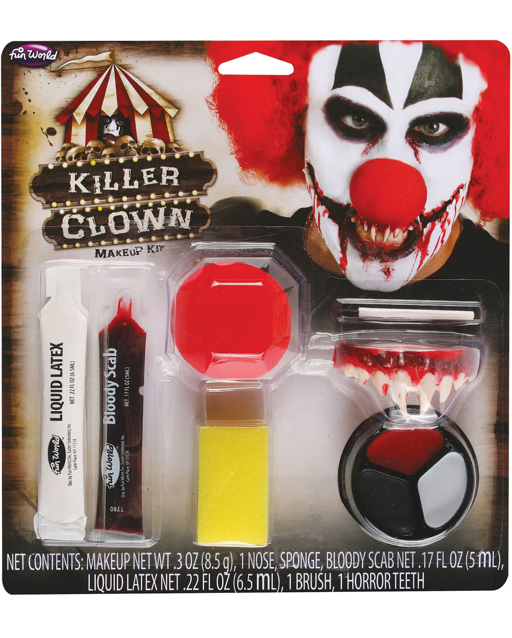Horror Clown Make-up Kit 9-tlg. zum Fürchten