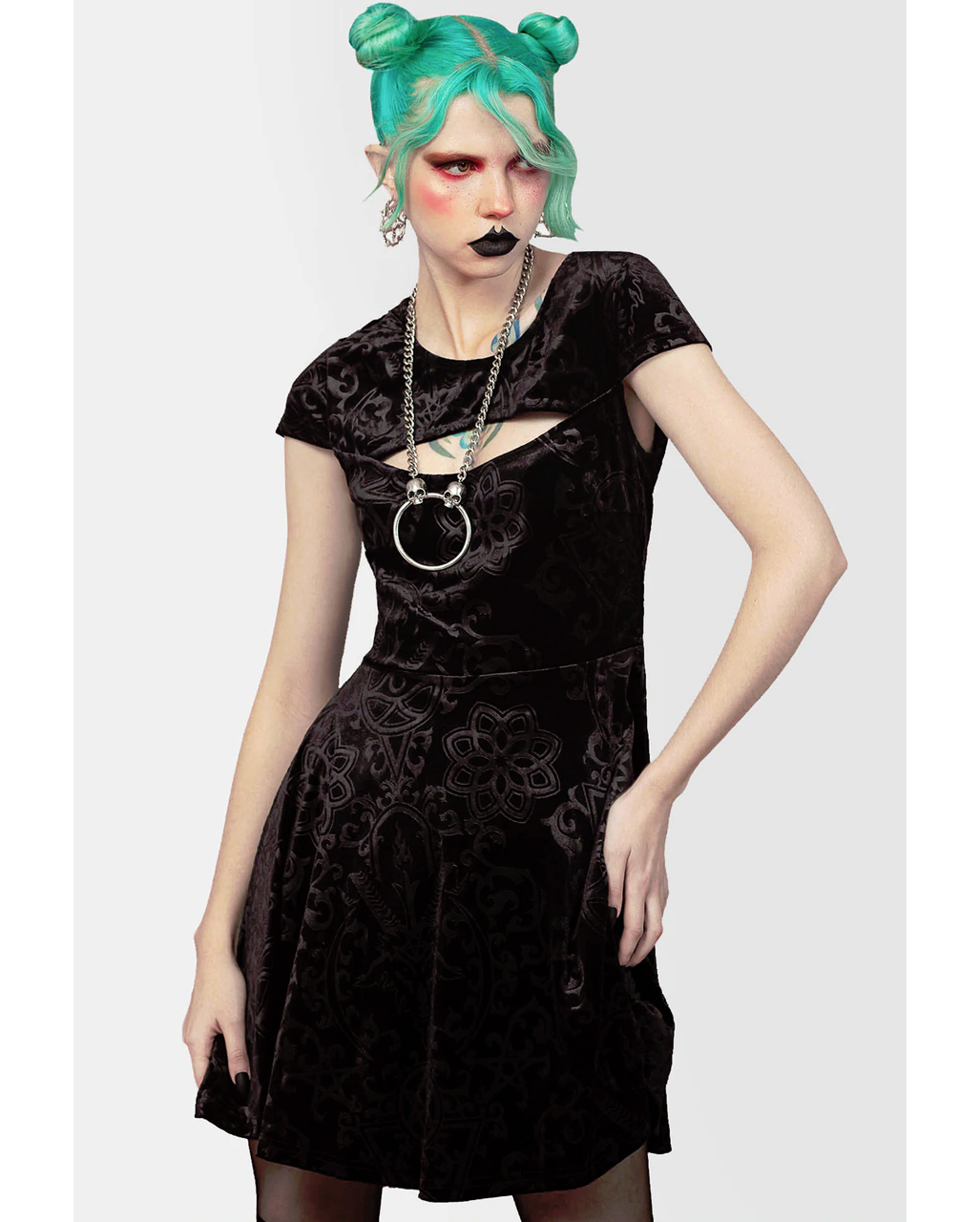 KILLSTAR Blasphemia Keyhole Skater Kleid ★ Gothic Kleid S