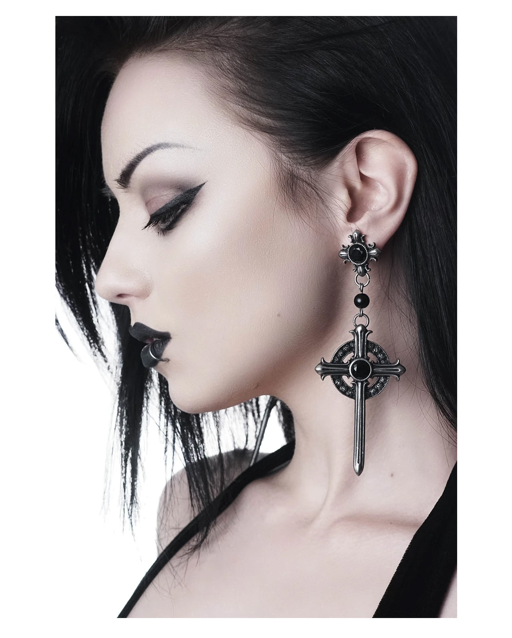 KILLSTAR Rosary Ohrringe mit Kreuz Gothic Schmuck