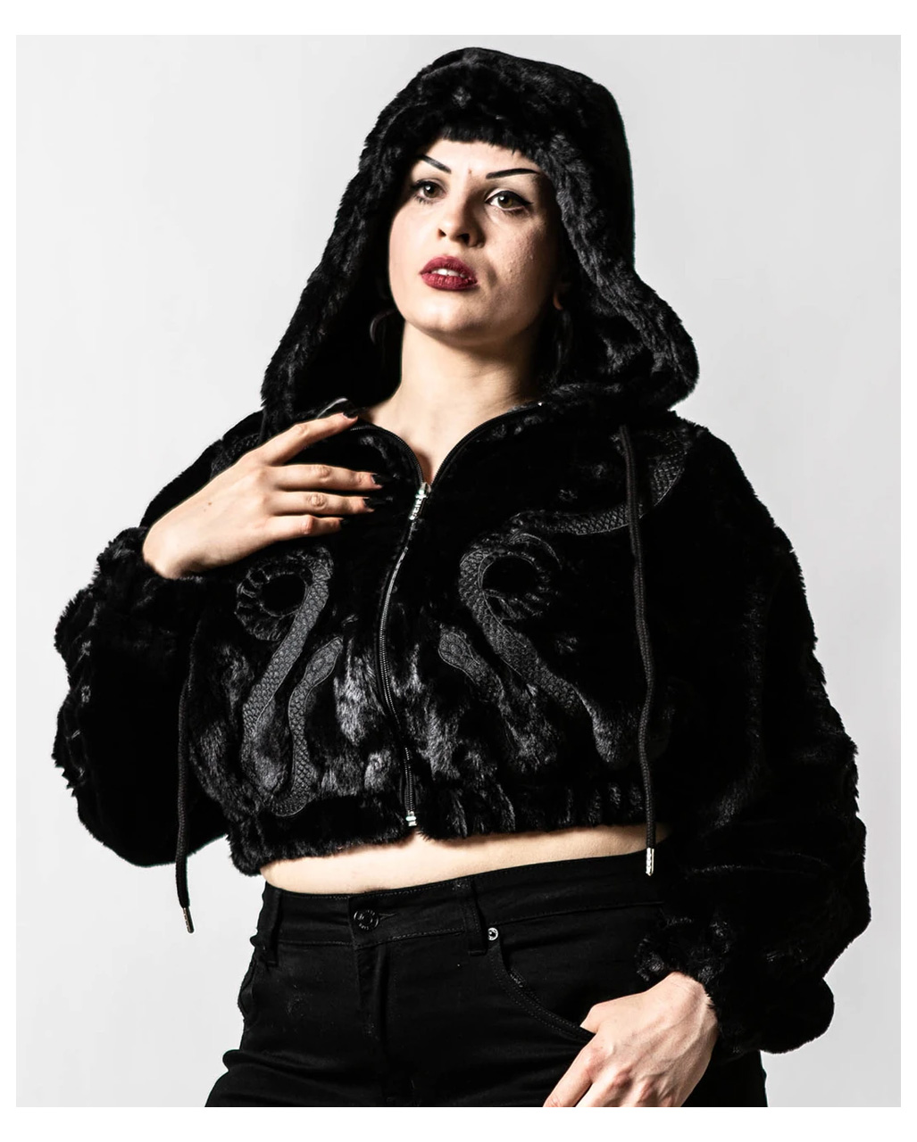 KILLSTAR Starchild Kunstfell Bomber Jacke ordern L