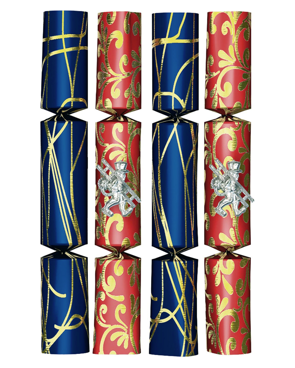 Knallbonbon rot-blau-gold 4er Pack Partydeko