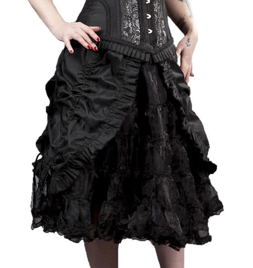 Knielanger Rock gerafft  GOTHIC SALE S/M 36-38