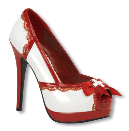 Krankenschwester Schuhe Plateau Kostümschuhe Lack Peeptoes 36