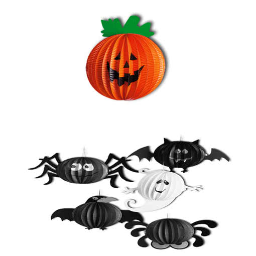 Lampion Kürbis Hängedeko als Halloween Laterne & Beleuchtung