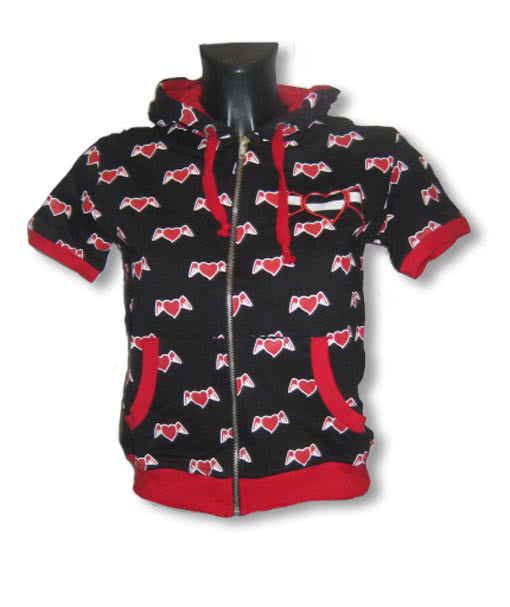 Kurzarm Hoody Flying Heart -Oldschool Mode-Tattoo Hoody-50ties- L / 40