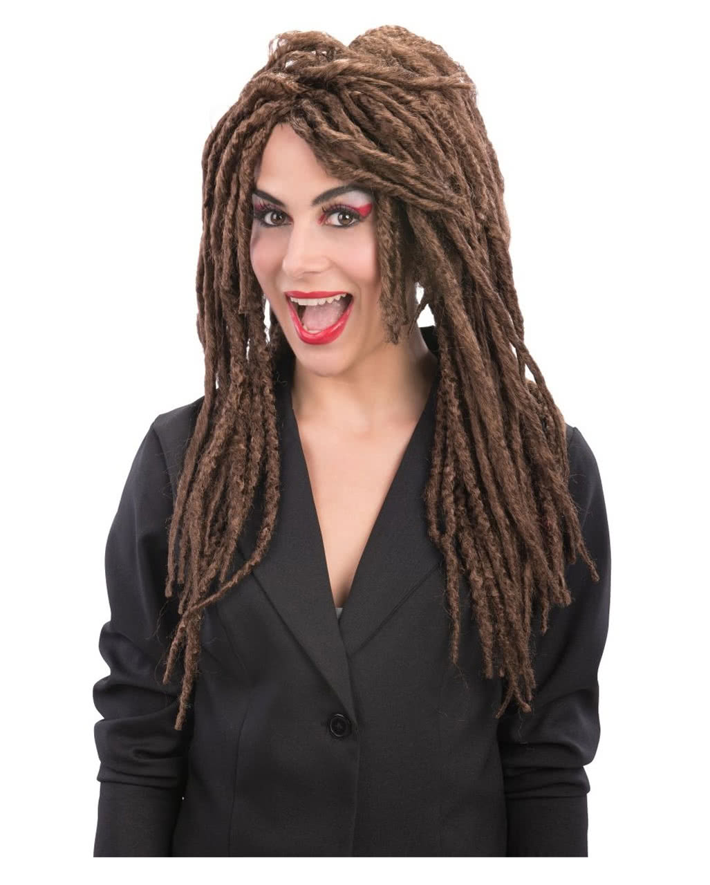 Lange Rasta Perücke als Hippie Kostümzubehör