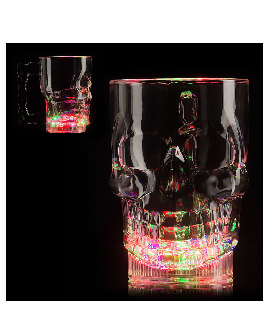LED Totenschädelkrug 400 ml für Halloween