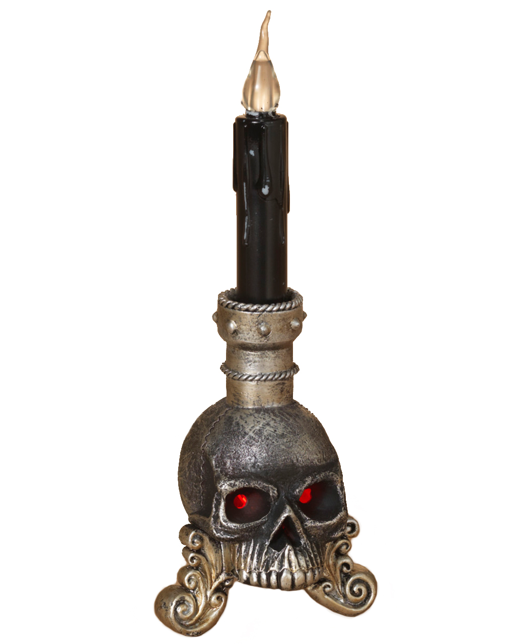 Leuchtender Totenkopf mit Kerze 36cm als Deko