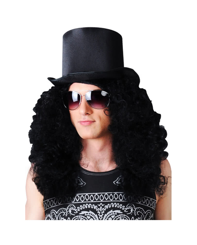 Lockige Rocker Perücke schwarz  Schrille Herrenperücken