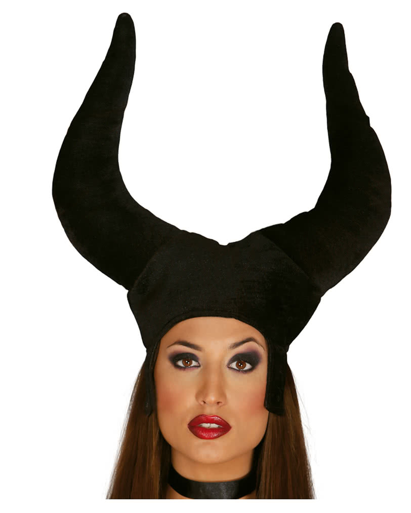 Schaurige Malefiz Haube mit Hörnern für Halloween & Fasching
