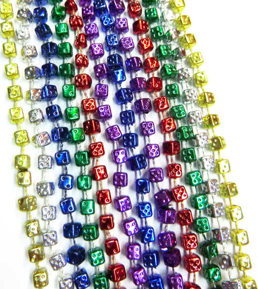 Mardi Gras Ketten mit Würfel 12 St. für Fasching & Karneval