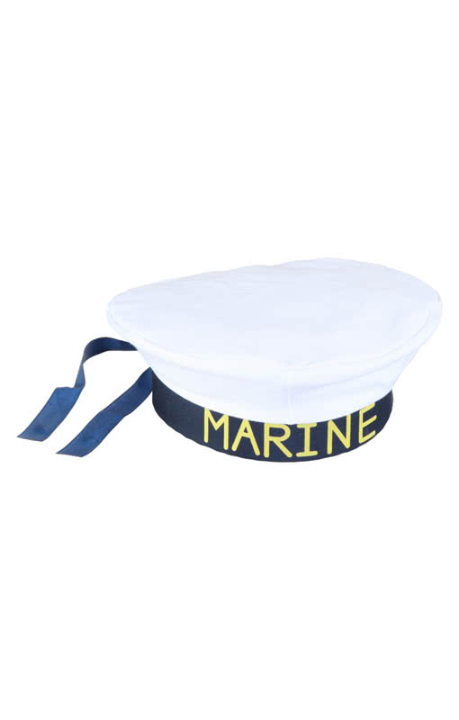 Marine Mütze weiß/blau - Matrosen Hut für Fasching