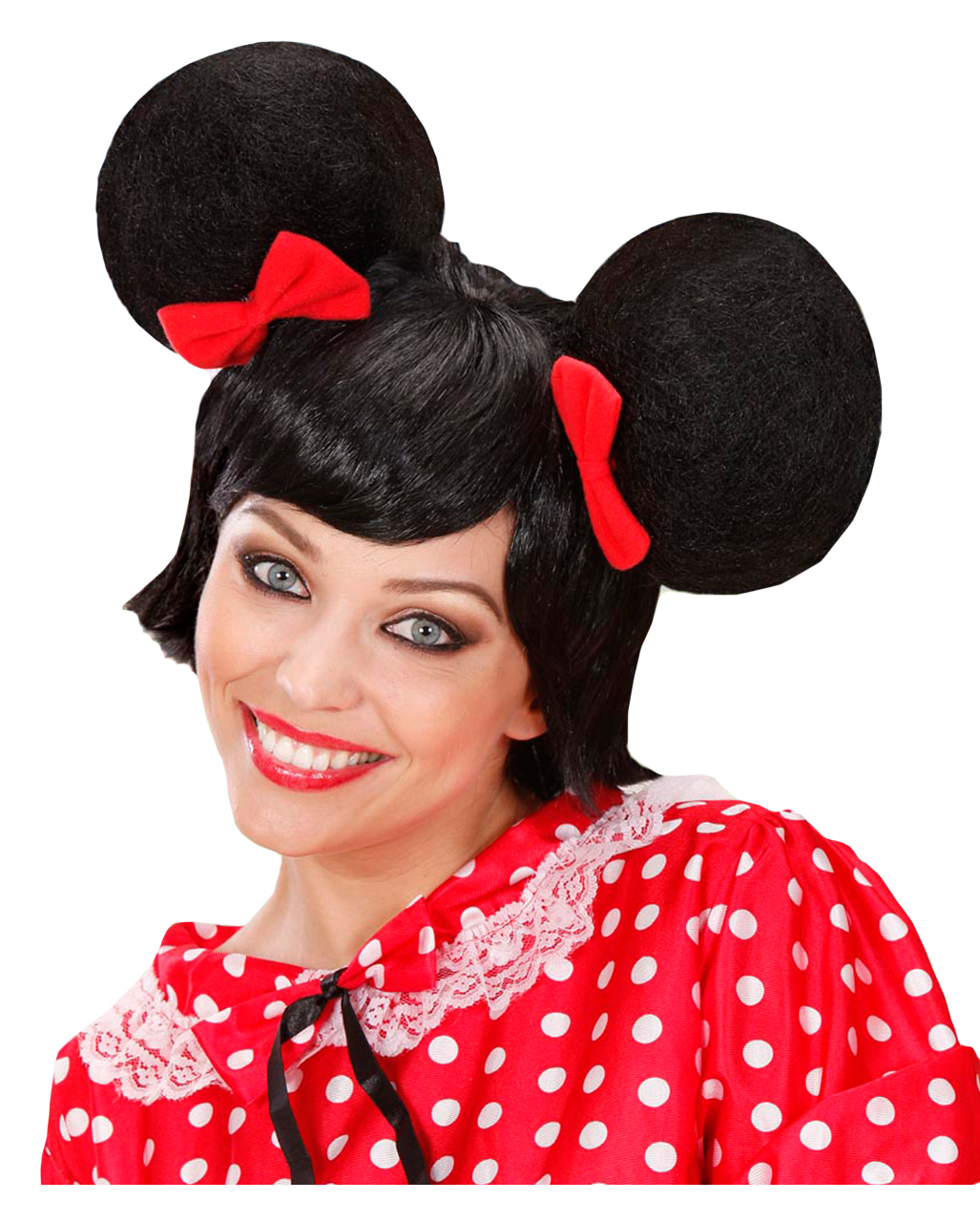 Maus Karnevals Perücke  Schwarze Perücke mit Mäuseohren