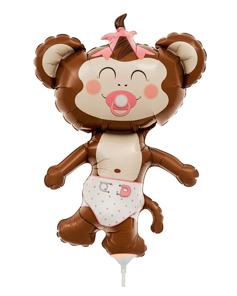 Mini-Folienballon Baby Girl Äffchen als niedliche
