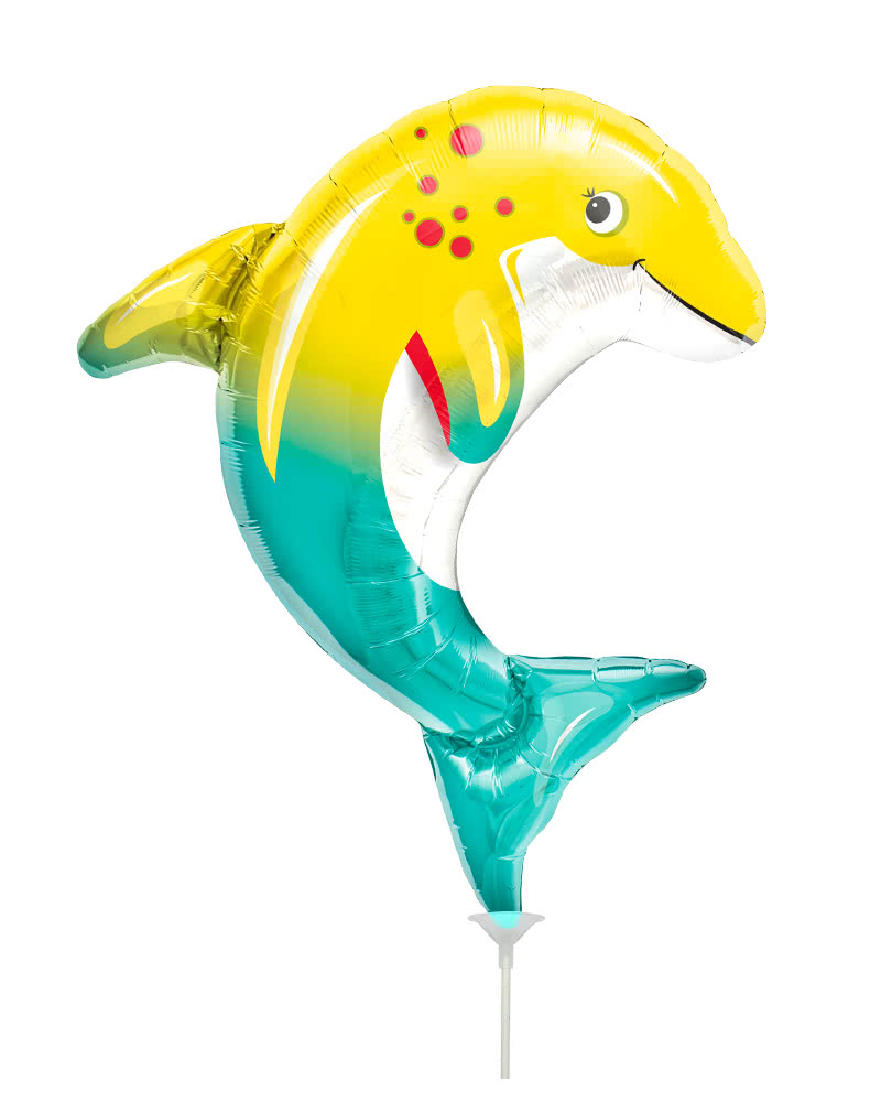 Mini-Folienballon Lustiger Delfin als Deko für Beach- und