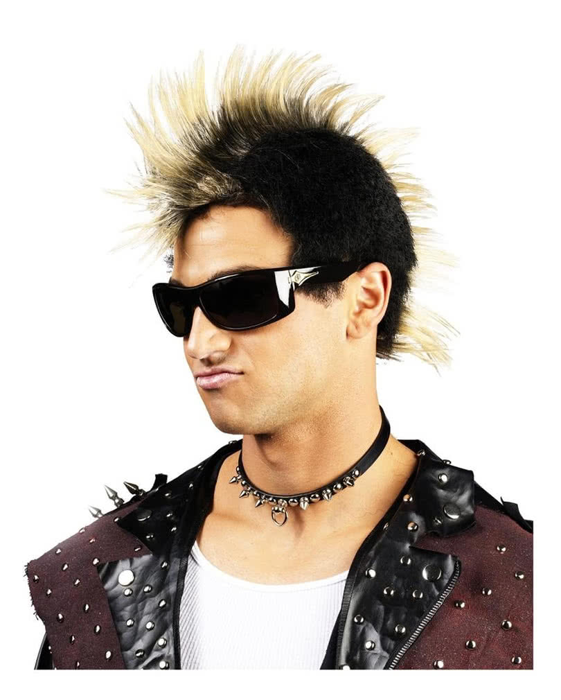 Gesträhnte Punk Perücke blond Punk Perücke für Fasching