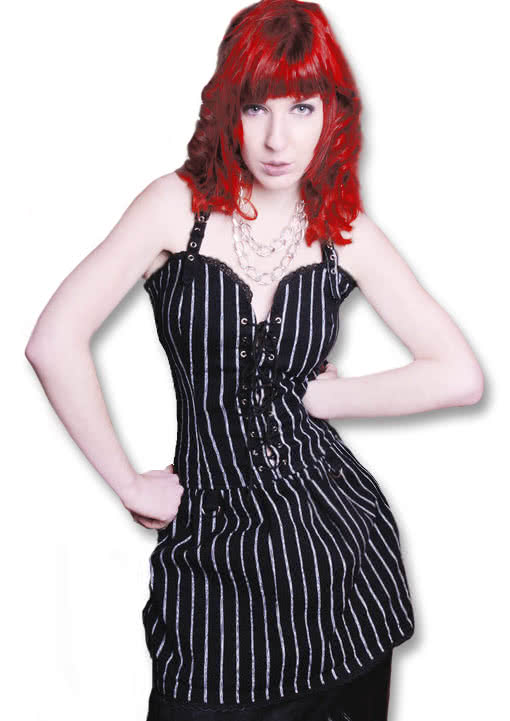 Nadelstreifen Punk Kleid Large Corsagenkleid Nadelstreifenkleid Punk