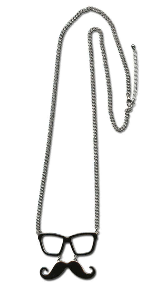 Kette mit Brille und Mustache -Mustache Kette-Nerdbrille Kette