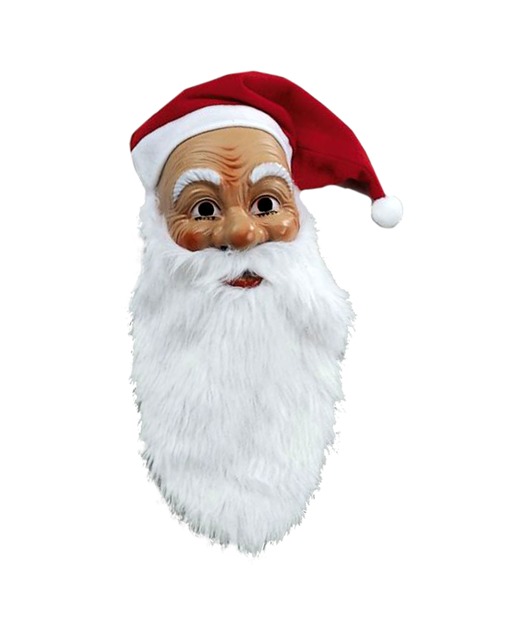 Nikolausmaske mit Plüschbart und Mütze Weihnachtsmann Maske