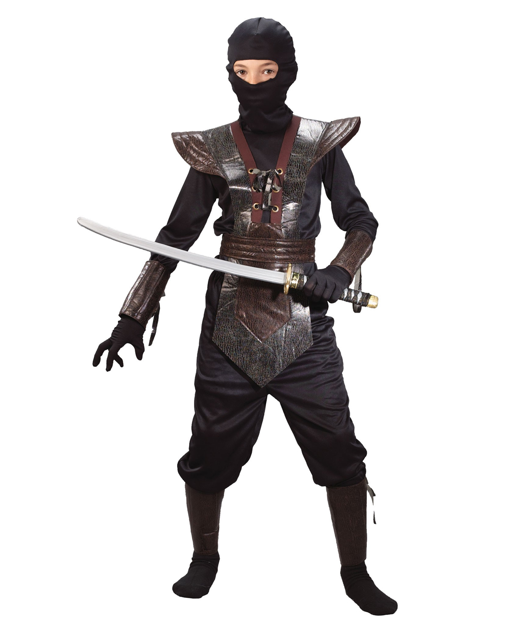 Ninja Fighter Kinderkostüm braun L für Fasching