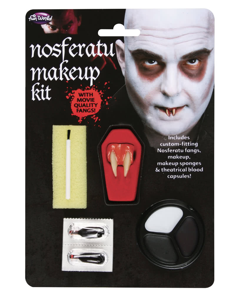 Nosferatu Make Up Kit & Eckzähne  Vampirzähne  Graf Orlok Schminke