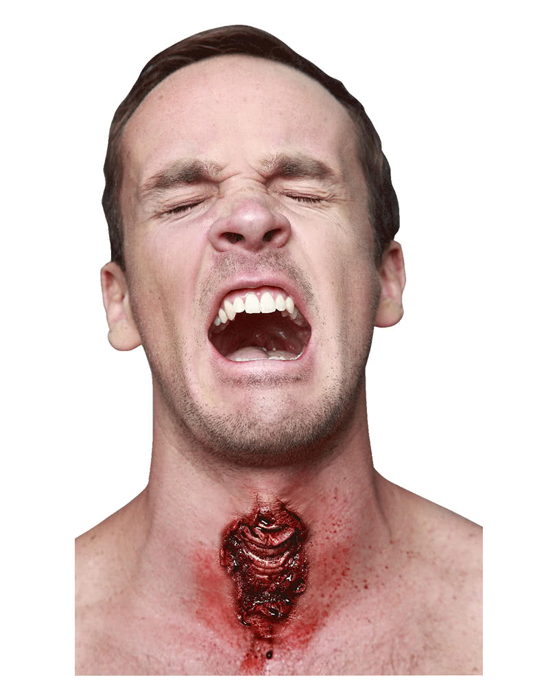 Luftröhrenschnitt Latexwunde - Zombie Make-up Effekt