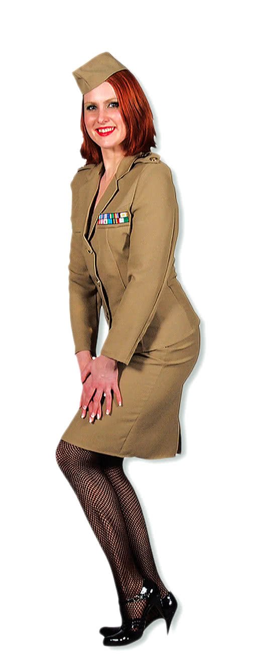 Offizier-Dame Premium Kostüm -Offiziers Frauen Kostüm-Militärkostüm-horror-shop.com- XS / 34