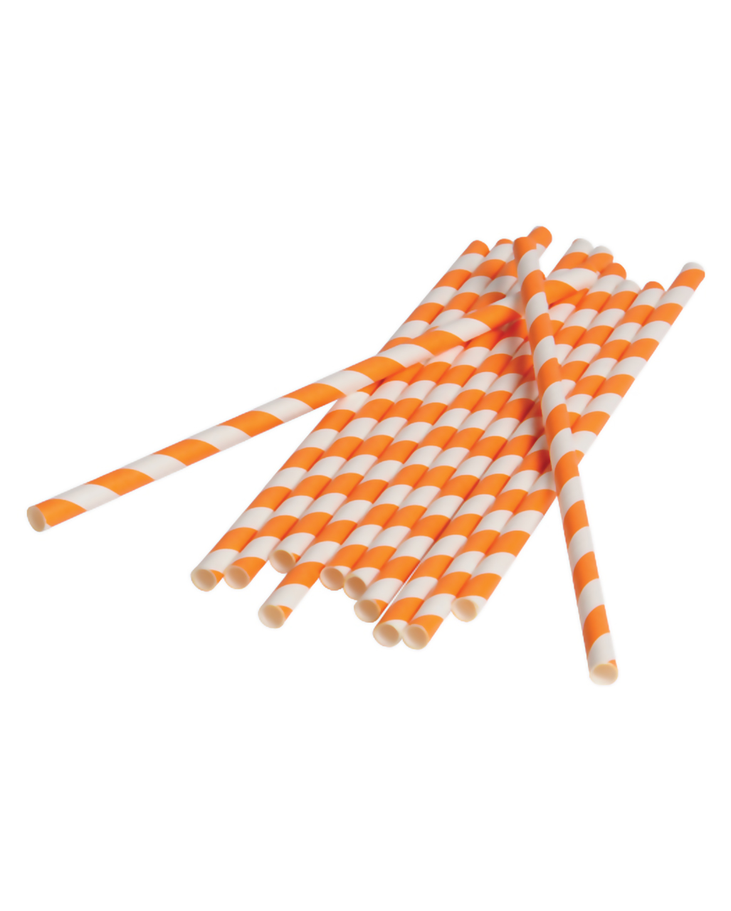 12 Papier Strohhalme Orange Weiß ➔ Party Trinkhalme