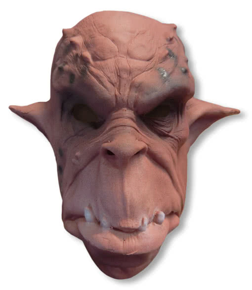 Ork Maske Schaumlatex rot-braun für Cosplay & LARP