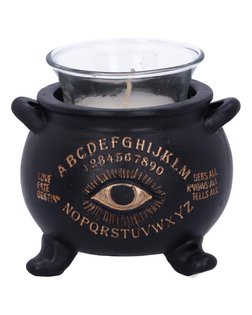 Ouija Hexenkessel als Teelichthalter 9cm Wicca Deko