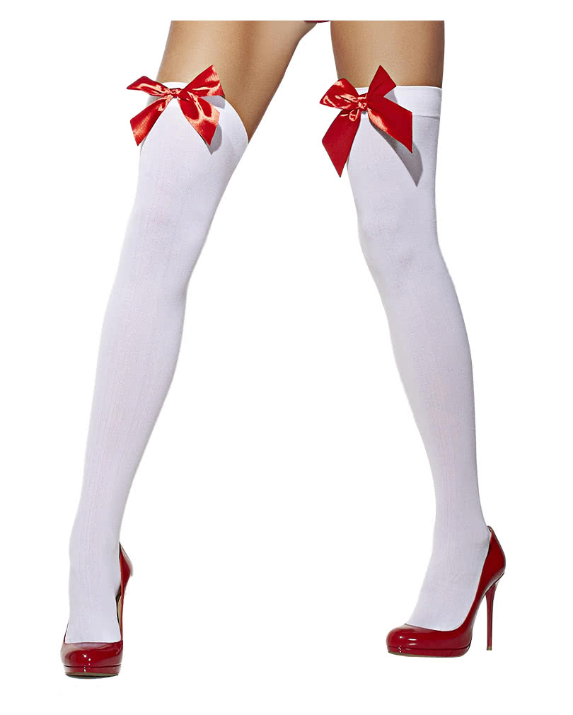 Overknees mit roter Schleife Kostümzubehör
