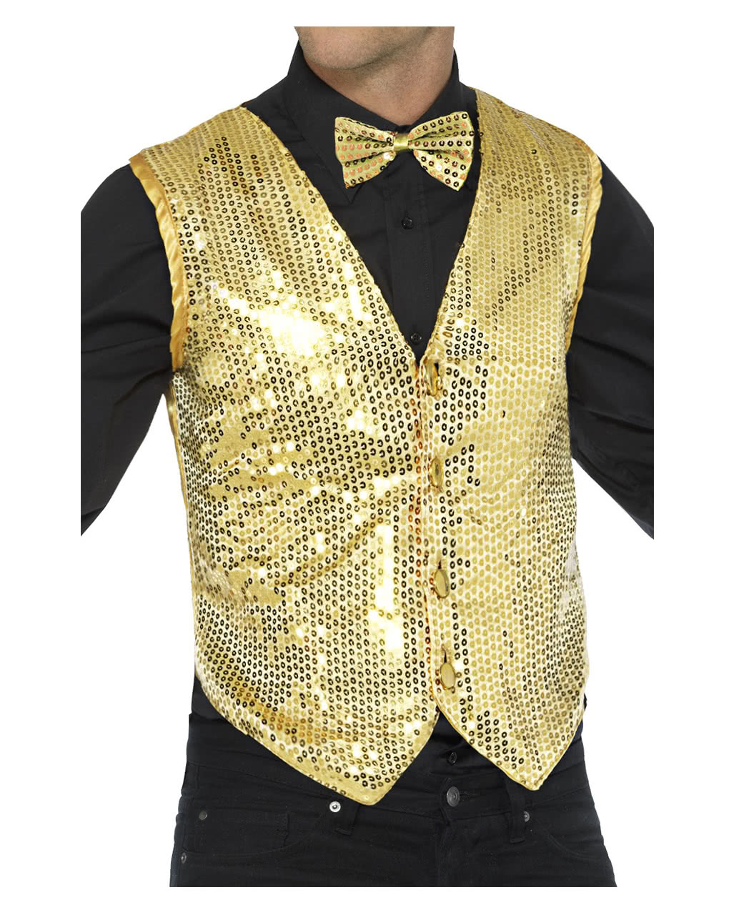 Pailletten Weste für Herren gold für Halloween M