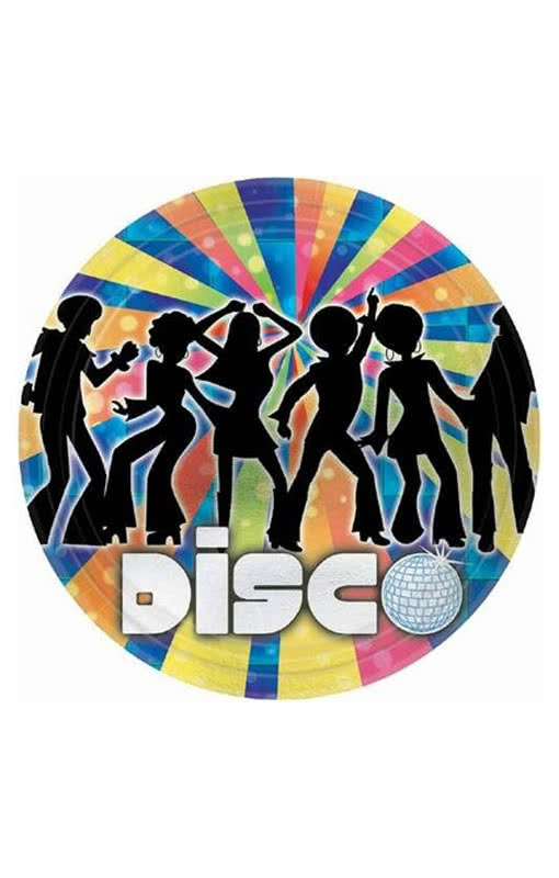 Pappteller Disco Dancer   Snack-Teller mit 70er Jahre Motiv