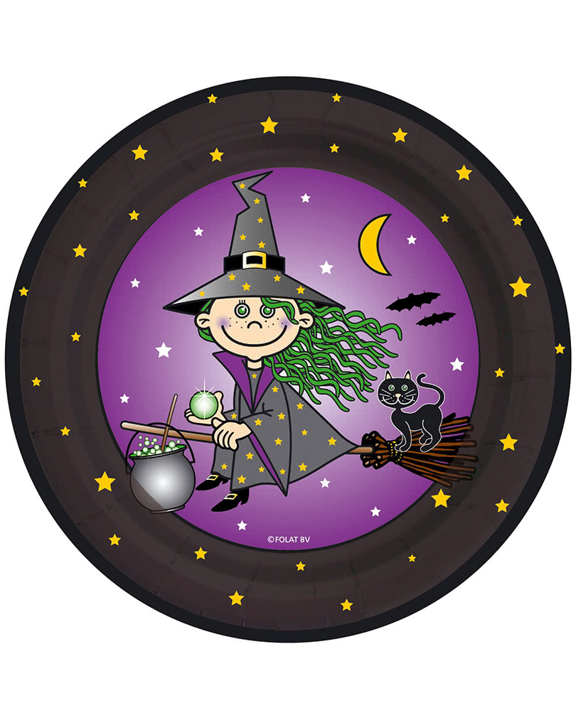 Pappteller Hexe für Halloween