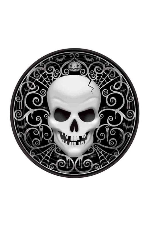 Pappteller mit Totenkopf Motiv 8 St. für Hallowen ?