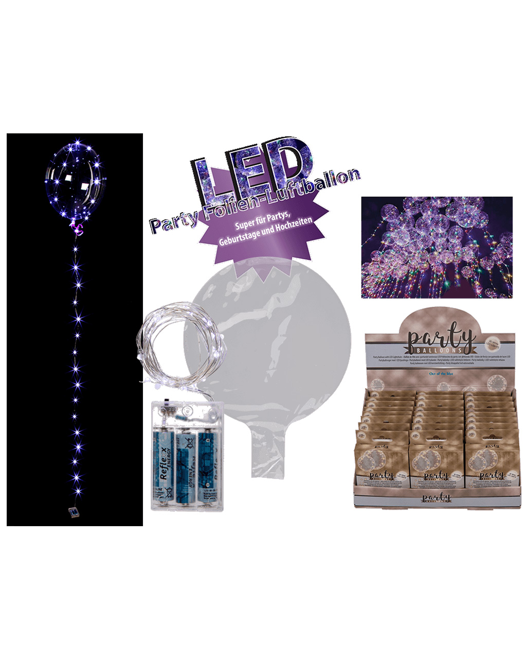 Party Ballon mit Lichterkette weiß ★ Partydekoration