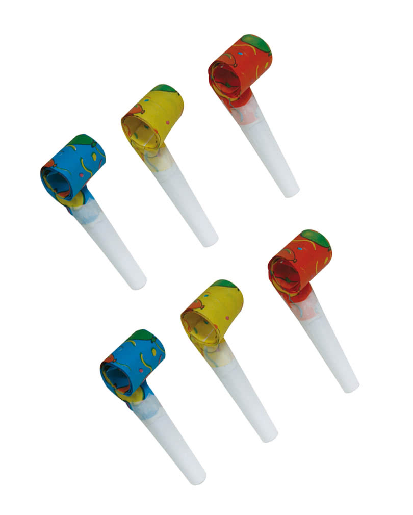 6 Party Luftrüssel als Papiertröte, die sich ausrollt