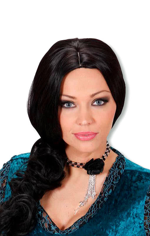 Perlenketten Halsband mit Stoffblume weiß/ schwarz -Gothic